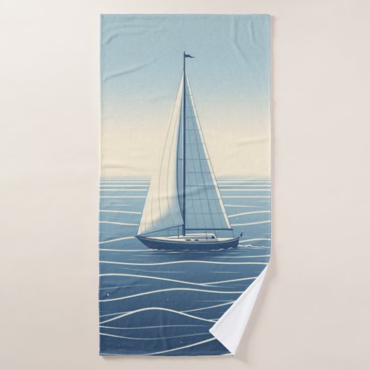 Zeilboot op de hoge zeeen badhanddoek (Badhanddoek)