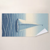 Zeilboot op de hoge zeeen badhanddoek (Badhanddoek)