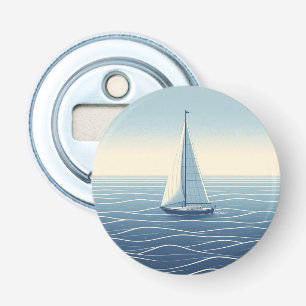 Zeilboot op de hoge zeeen button flesopener