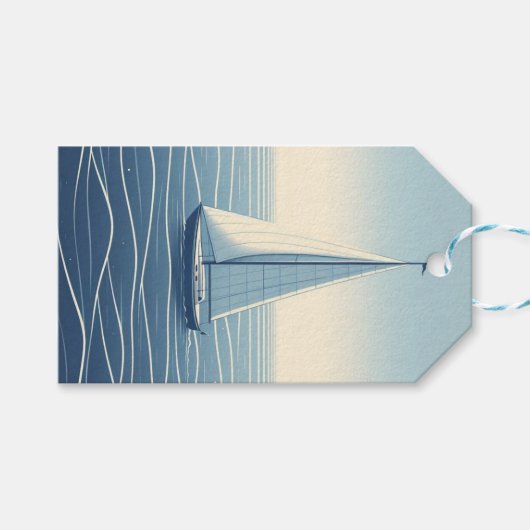 Zeilboot op de hoge zeeen cadeaulabel (Voorkant (Horizontaal))