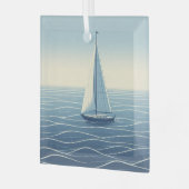 Zeilboot op de hoge zeeen glas ornament (Voorkant links)