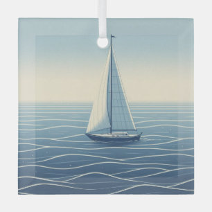 Zeilboot op de hoge zeeen glas ornament