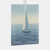 Zeilboot op de hoge zeeen glas ornament (Voorkant Rechts)