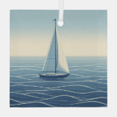 Zeilboot op de hoge zeeen glas ornament (Achterkant)
