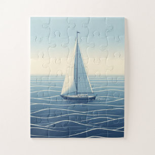 Zeilboot op de hoge zeeen legpuzzel