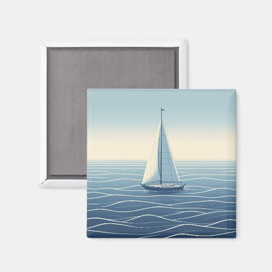 Zeilboot op de hoge zeeen magneet (Voorkant / Achterkant)
