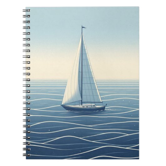 Zeilboot op de hoge zeeen notitieboek (Voorkant)
