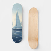 Zeilboot op de hoge zeeen persoonlijk skateboard (Voorkant)
