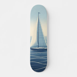 Zeilboot op de hoge zeeen persoonlijk skateboard