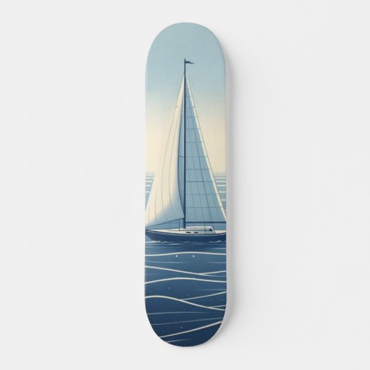Zeilboot op de hoge zeeen persoonlijk skateboard (Voorkant)