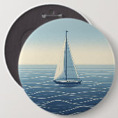 Zeilboot op de hoge zeeen ronde button 6,0 cm (Voorkant /achterkant)