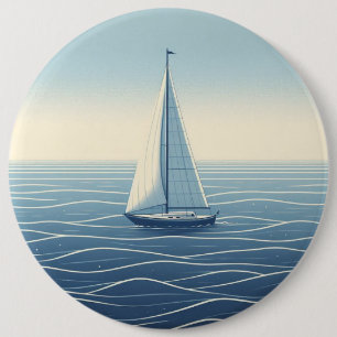 Zeilboot op de hoge zeeen ronde button 6,0 cm