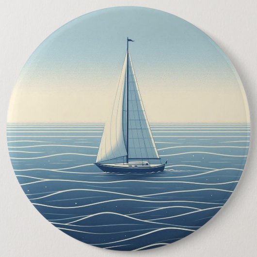 Zeilboot op de hoge zeeen ronde button 6,0 cm (Voorkant)