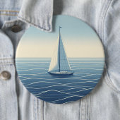 Zeilboot op de hoge zeeen ronde button 6,0 cm (In situ)