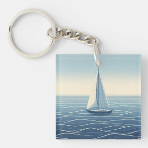 Zeilboot op de hoge zeeen sleutelhanger