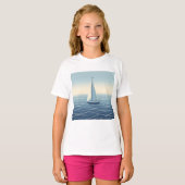 Zeilboot op de hoge zeeen t-shirt (Voorkant volledig)