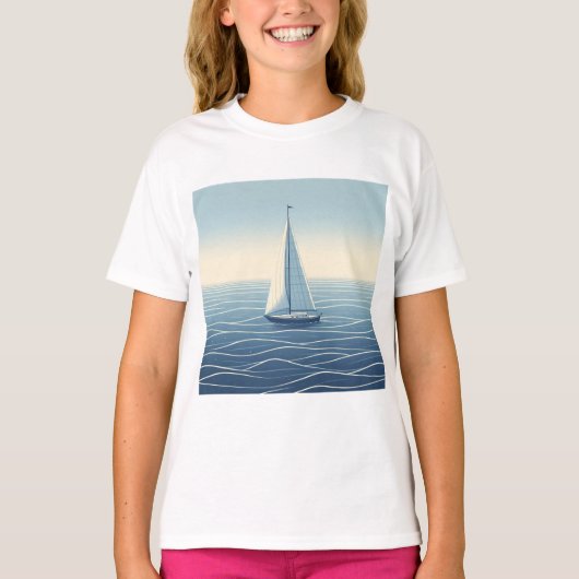 Zeilboot op de hoge zeeen t-shirt (Voorkant)
