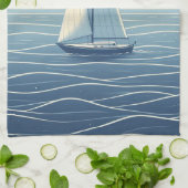 Zeilboot op de hoge zeeen theedoek (Gevouwen)