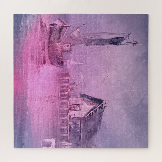 Zeilboot op de kade legpuzzel (Horizontaal)