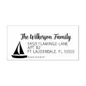 Zeilboot op de naam van de waterfamilie rubberstempel (Afrduk)