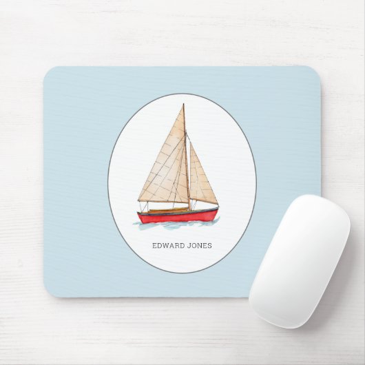 Zeilboot op de Nautische waterverf Muismat (Met muis)