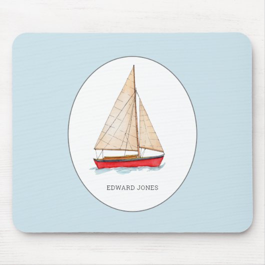 Zeilboot op de Nautische waterverf Muismat (Voorkant)