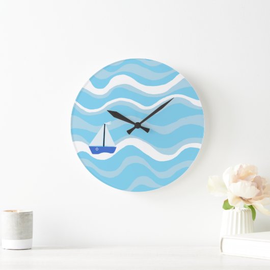 Zeilboot op de oceaangolven grote klok (Huis)