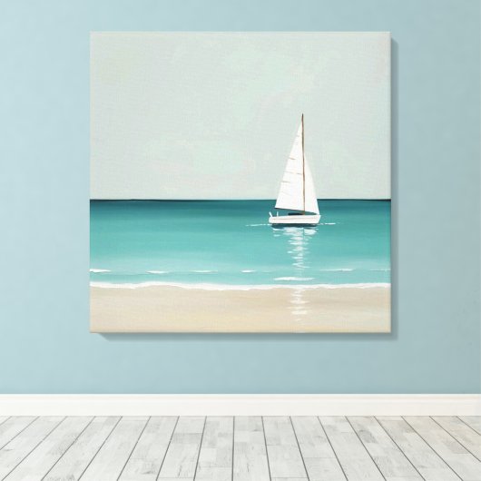 Zeilboot op de Open Zee Canvas Print (Insitu (Houten vloer))