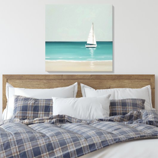 Zeilboot op de Open Zee Canvas Print (Insitu (Slaapkamer))