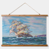 Zeilboot op de Rough Zee Waters 36x26 Hangend Wandkleed (Voorkant)