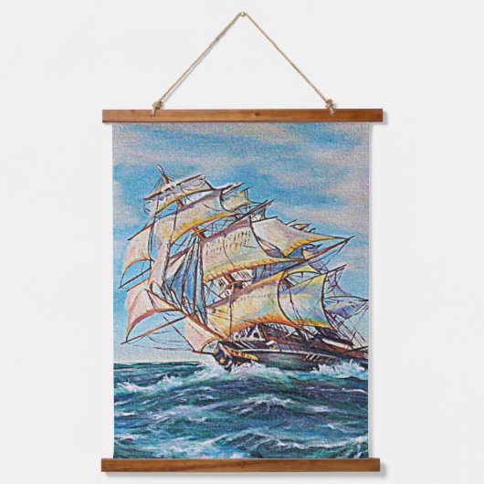 Zeilboot op de ruwe wateren van het Zee 26x36 Hangend Wandkleed (Voorkant)