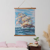 Zeilboot op de ruwe wateren van het Zee 26x36 Hangend Wandkleed (Slaapkamer)