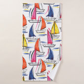 Zeilboot op de zolder Nautical Pattern Badhanddoek (Badhanddoek)