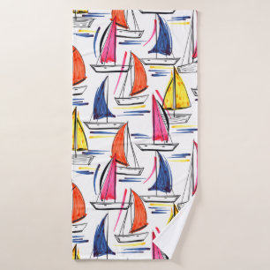 Zeilboot op de zolder Nautical Pattern Badhanddoek