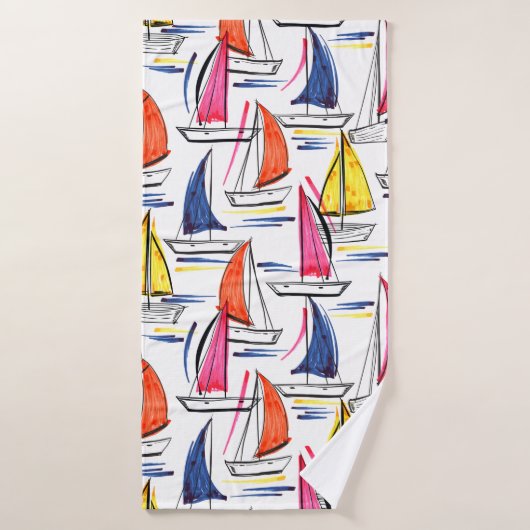 Zeilboot op de zolder Nautical Pattern Badhanddoek (Badhanddoek)