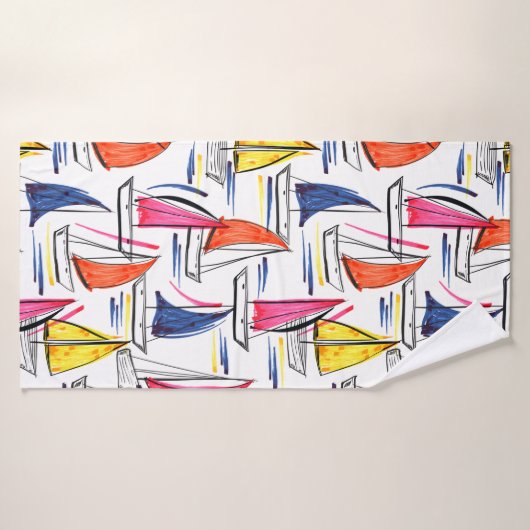 Zeilboot op de zolder Nautical Pattern Badhanddoek (Badhanddoek)