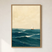 Zeilboot op deining watercolour kustkunstposter poster