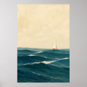 Zeilboot op deining watercolour kustkunstposter poster (Voorkant)