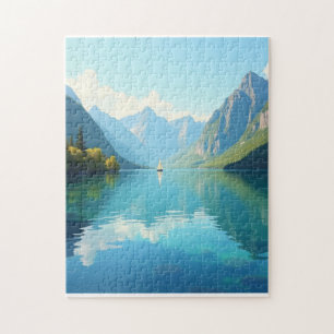 Zeilboot op een helder meer legpuzzel