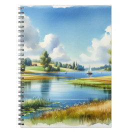 Zeilboot op een meer notitieboek