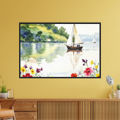 Zeilboot op een rustig meer canvas afdruk (Insitu (Woonkamer))