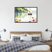 Zeilboot op een rustig meer canvas afdruk (Insitu (Slaapkamer))