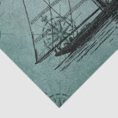 Zeilboot op groene ontkoppeling tissuepapier (Detail)