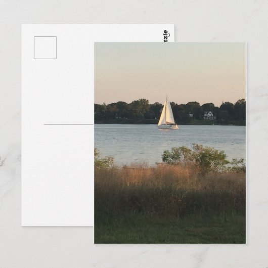 Zeilboot op het Briefkaart water (Voorkant / Achterkant)