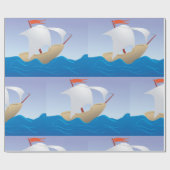 Zeilboot op het golfslagpapier cadeaupapier (Vlak)