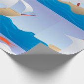 Zeilboot op het golfslagpapier cadeaupapier