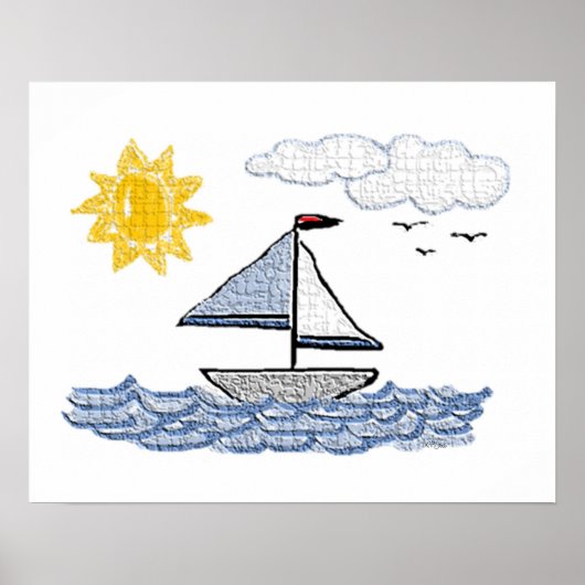 Zeilboot op het Water Textured Look Poster (Voorkant)