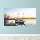 zeilboot op het waterlichaam "Plan d'eau du Vidour Canvas Afdruk (Insitu (Houten vloer))
