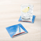 Zeilboot op hoge Zeeen Waterverf Kartonnen Onderzetters (Insitu)