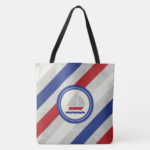 Zeilboot op Klassieke Stripes Bag Tote Bag